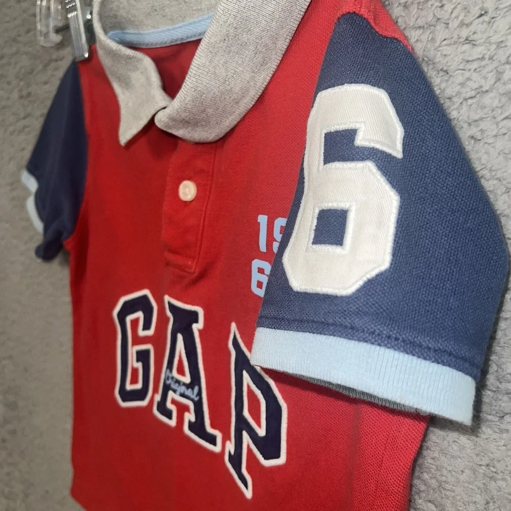 Gap Shirt Kids‎ Size 3T Red Polo Center Logo 1969 Spellout Pique #6